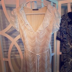 Size M, Shein brand, lined, lace dress (cream)